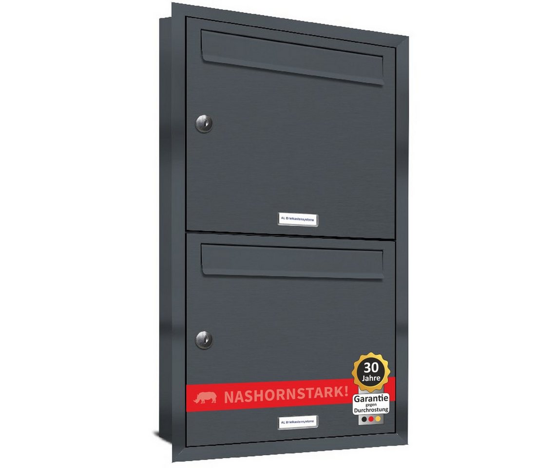 AL Briefkastensysteme Wandbriefkasten 2 Fach Premium Unterputz Briefkasten RAL 7016 Anthrazit wetterfest AL Briefkastensysteme Wandbriefkasten 2 Fach Premium Unterputz Briefkasten RAL 7016 Anthrazit wetterfest von AL Briefkastensysteme
