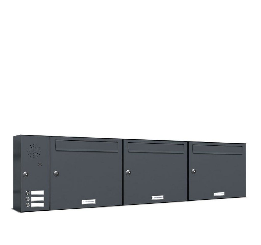 AL Briefkastensysteme Wandbriefkasten 3 Fach Premium Briefkasten A4 in RAL 7016 Anthrazit Grau wetterfest AL Briefkastensysteme Wandbriefkasten 3 Fach Premium Briefkasten A4 in RAL 7016 Anthrazit Grau wetterfest von AL Briefkastensysteme