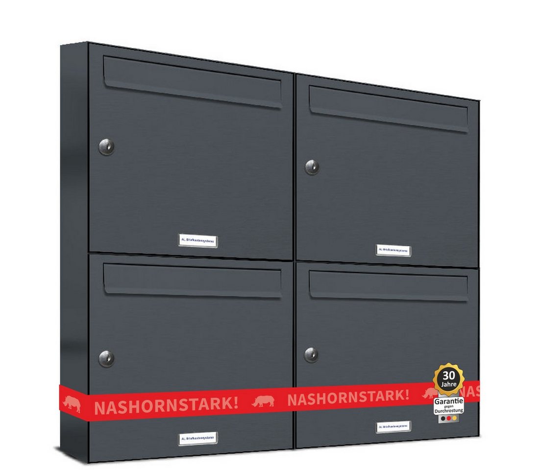 AL Briefkastensysteme Wandbriefkasten 4 Fach Premium Briefkasten A4 in RAL 7016 Anthrazit Grau wetterfest AL Briefkastensysteme Wandbriefkasten 4 Fach Premium Briefkasten A4 in RAL 7016 Anthrazit Grau wetterfest von AL Briefkastensysteme