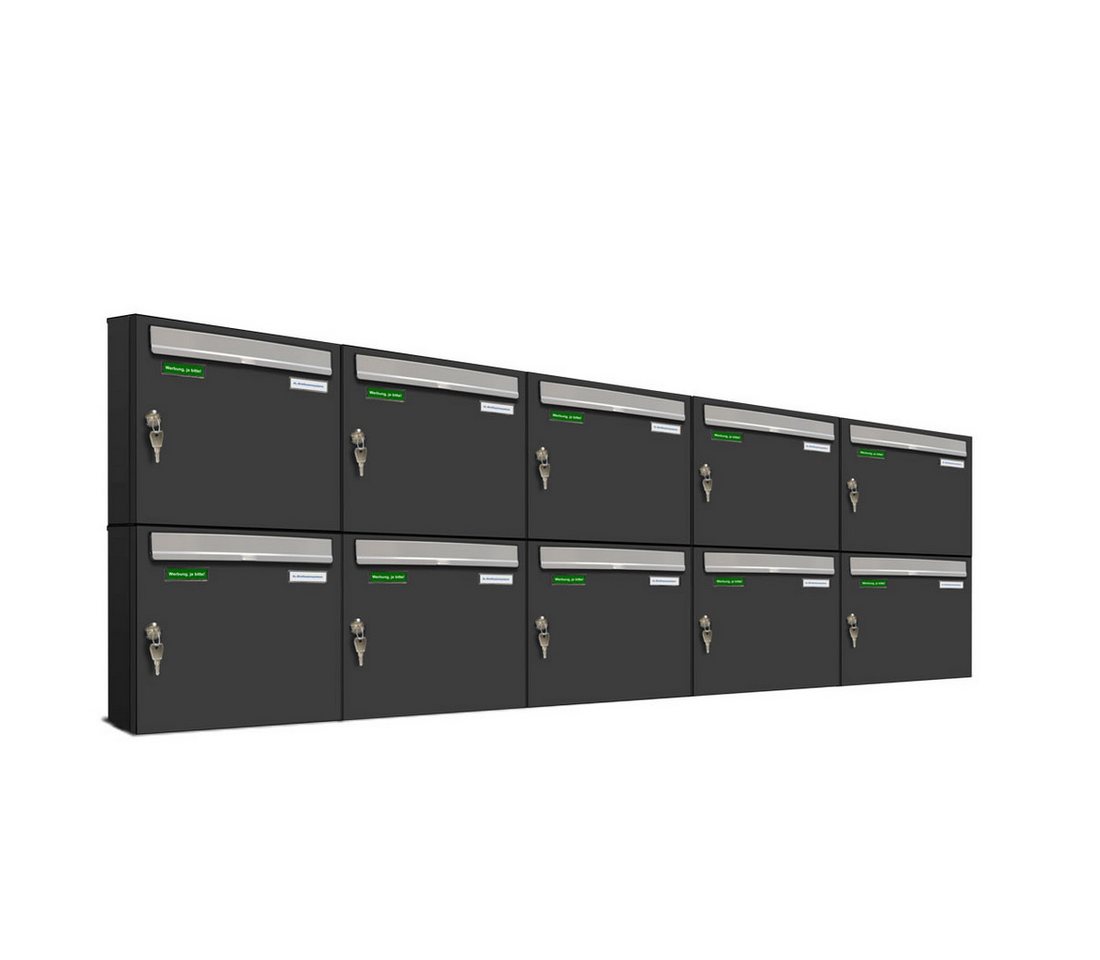 AL Briefkastensysteme Wandbriefkasten 10 Fach Premium Briefkasten A4 in RAL 7016 Anthrazit Grau wetterfest AL Briefkastensysteme Wandbriefkasten 10 Fach Premium Briefkasten A4 in RAL 7016 Anthrazit Grau wetterfest von AL Briefkastensysteme
