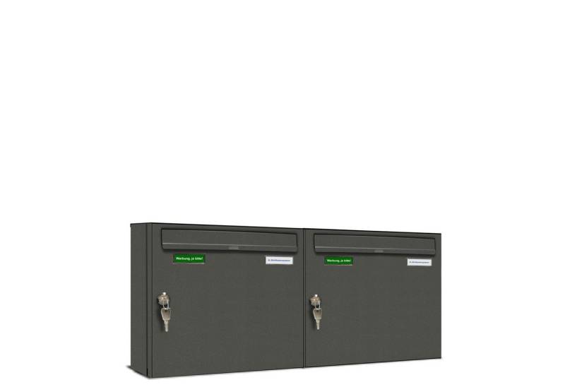 AL Briefkastensysteme Wandbriefkasten 2 Fach Basic Briefkasten A4 DB Farbe 703 Eisenglimmer Grau wetterfest von AL Briefkastensysteme