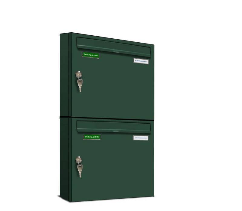 AL Briefkastensysteme Wandbriefkasten 2 Fach Basic Briefkasten A4 in RAL Farbe 6005 Moos Grün wetterfest AL Briefkastensysteme Wandbriefkasten 2 Fach Basic Briefkasten A4 in RAL Farbe 6005 Moos Grün wetterfest von AL Briefkastensysteme