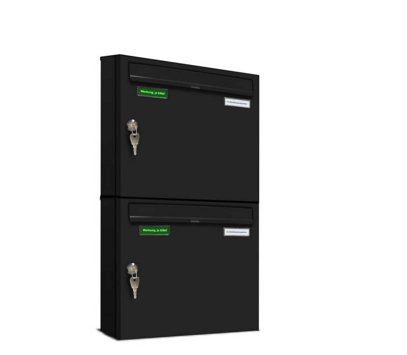 AL Briefkastensysteme Wandbriefkasten 2 Fach Basic Briefkasten A4 in RAL Farbe 9005 Tief Schwarz wetterfest AL Briefkastensysteme Wandbriefkasten 2 Fach Basic Briefkasten A4 in RAL Farbe 9005 Tief Schwarz wetterfest von AL Briefkastensysteme