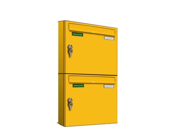 AL Briefkastensysteme Wandbriefkasten 2 Fach Basic Briefkasten A4 in RAL Farbe Signal Gelb wetterfest AL Briefkastensysteme Wandbriefkasten 2 Fach Basic Briefkasten A4 in RAL Farbe Signal Gelb wetterfest von AL Briefkastensysteme