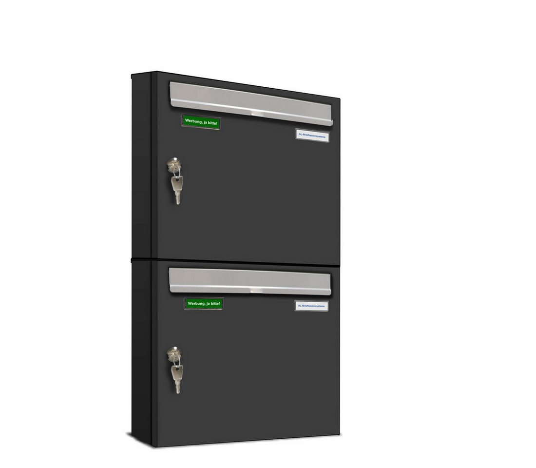 AL Briefkastensysteme Wandbriefkasten 2 Fach Premium Briefkasten A4 in RAL 7016 Anthrazit Grau wetterfest AL Briefkastensysteme Wandbriefkasten 2 Fach Premium Briefkasten A4 in RAL 7016 Anthrazit Grau wetterfest von AL Briefkastensysteme