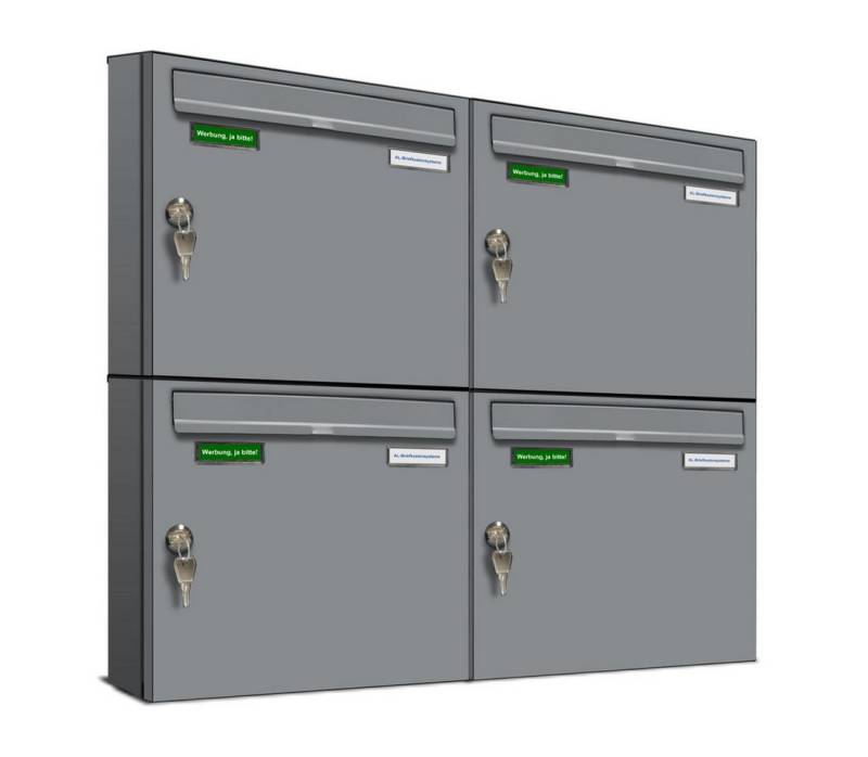 AL Briefkastensysteme Wandbriefkasten 4 Fach Basic Briefkasten A4 RAL Farbe 9006 Weiss Aluminium wetterfest AL Briefkastensysteme Wandbriefkasten 4 Fach Basic Briefkasten A4 RAL Farbe 9006 Weiss Aluminium wetterfest von AL Briefkastensysteme