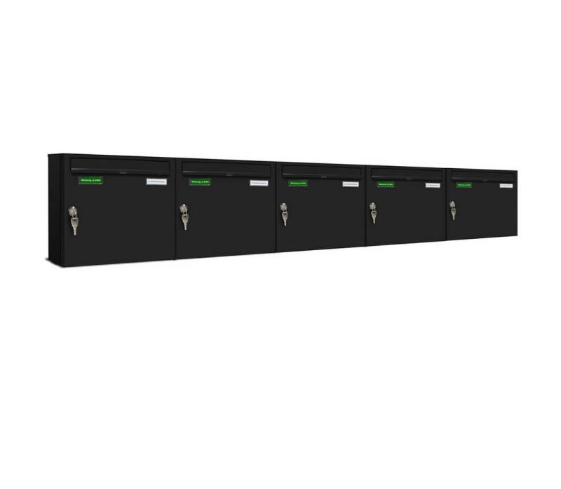 AL Briefkastensysteme Wandbriefkasten 5 Fach Basic Briefkasten A4 in RAL Farbe 9005 Tief Schwarz wetterfest AL Briefkastensysteme Wandbriefkasten 5 Fach Basic Briefkasten A4 in RAL Farbe 9005 Tief Schwarz wetterfest von AL Briefkastensysteme