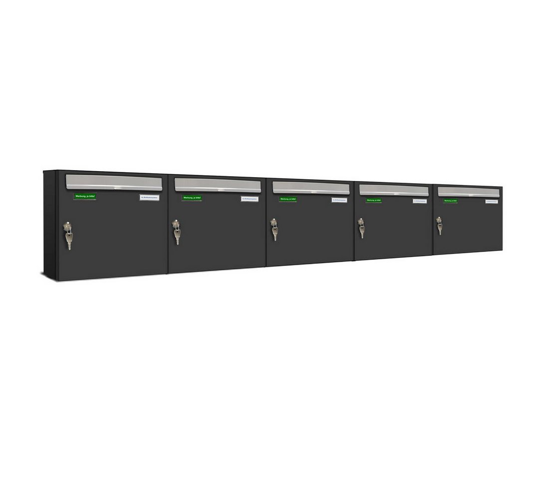AL Briefkastensysteme Wandbriefkasten 5 Fach Premium Briefkasten A4 in RAL 7016 Anthrazit Grau wetterfest AL Briefkastensysteme Wandbriefkasten 5 Fach Premium Briefkasten A4 in RAL 7016 Anthrazit Grau wetterfest von AL Briefkastensysteme