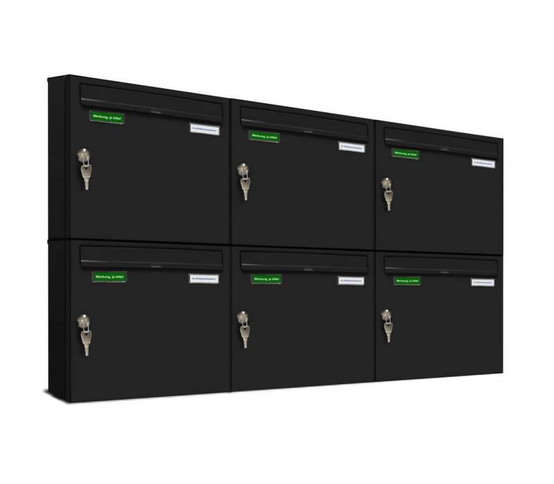 AL Briefkastensysteme Wandbriefkasten 6 Fach Basic Briefkasten A4 in RAL Farbe 9005 Tief Schwarz wetterfest AL Briefkastensysteme Wandbriefkasten 6 Fach Basic Briefkasten A4 in RAL Farbe 9005 Tief Schwarz wetterfest von AL Briefkastensysteme