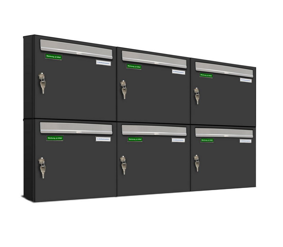 AL Briefkastensysteme Wandbriefkasten 6 Fach Premium Briefkasten A4 in RAL 7016 Anthrazit Grau wetterfest AL Briefkastensysteme Wandbriefkasten 6 Fach Premium Briefkasten A4 in RAL 7016 Anthrazit Grau wetterfest von AL Briefkastensysteme