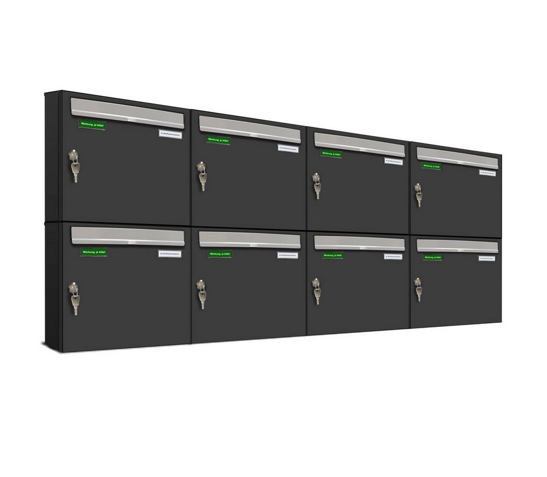 AL Briefkastensysteme Wandbriefkasten 8 Fach Premium Briefkasten A4 in RAL 7016 Anthrazit Grau wetterfest AL Briefkastensysteme Wandbriefkasten 8 Fach Premium Briefkasten A4 in RAL 7016 Anthrazit Grau wetterfest von AL Briefkastensysteme