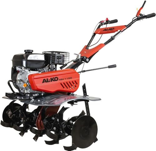 AL-KO Benzin-Motorhacke MH 1150 Premium, 3.6 kW Motorleistung, 8 Hackmesser, 115 cm Arbeitsbreite, für Flächen bis 900 m², inkl. Seitenschutzscheiben und Radsatz Rot-schwarz von AL-KO