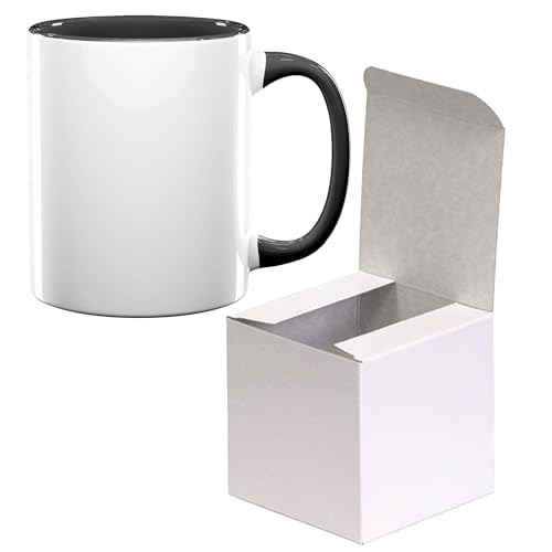 AL PRODUCTION Set mit 1 Sublimationstassen mit Box, 330 ml weiße Keramiktassen für Kaffee, Tee, Milch, geeignet für Subliamtdruck (Schwarz, 1 Stück) von AL PRODUCTION