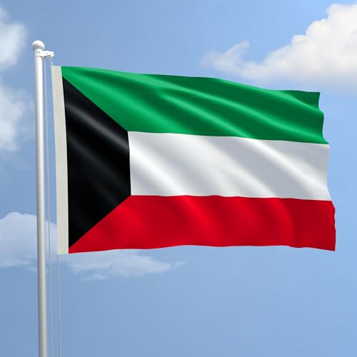 Flagge Kuwait, 70 x 100 cm, aus nautischem Polyester, 115 g/m², mit doppeltem Rand, Seil und Mantel. Flamme-Behandlung B1, geeignet sowohl für den Innen- und Außenbereich von AL PRODUCTION