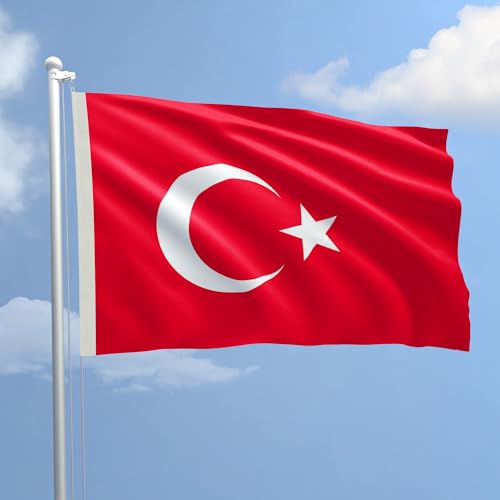 Flagge Türkei, 70 x 100 cm, aus nautischem Polyester, 115 g/m², mit doppelter Falzung, Seil und Mantel. Flamme-Behandlung B1, geeignet sowohl für den Innen- und Außenbereich von AL PRODUCTION
