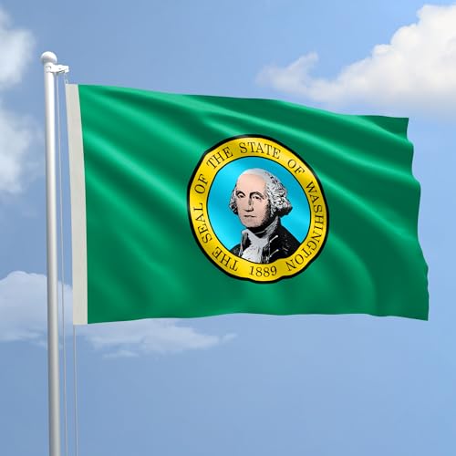 Flagge WASHINGTON 100 x 150 cm aus nautischem Polyester 115 g/m² mit doppeltem Rand, Seil und Mantel. Geeignet sowohl für den Innen- und Außenbereich. von AL PRODUCTION