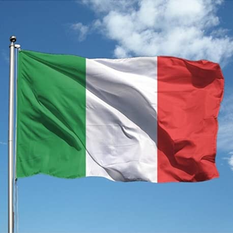 Italienische Flagge, 90 x 150 cm, aus Polyester, 115 g/m², mit doppelter Faltung, Öse und Band. von AL PRODUCTION