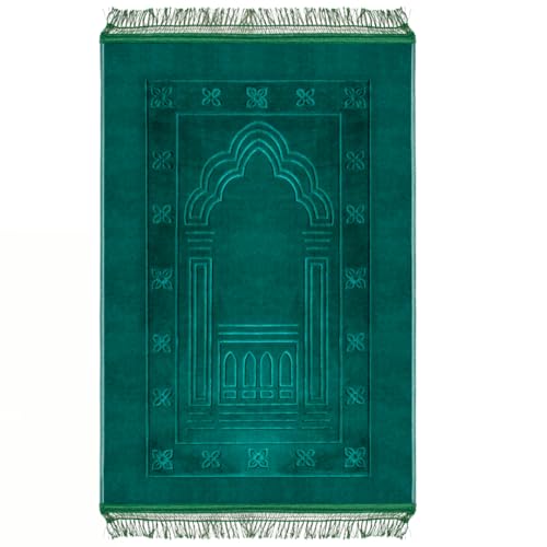 AL-WARDA Gebetsteppich – Seccade aus Plüsch, unglaublich sanft und angenehm, Gebetsteppich gepolstert, islamische Geschenke, Prayer mat, maximaler Gebetskomfort (Grün, 120 * 80cm XL) von AL-WARDA