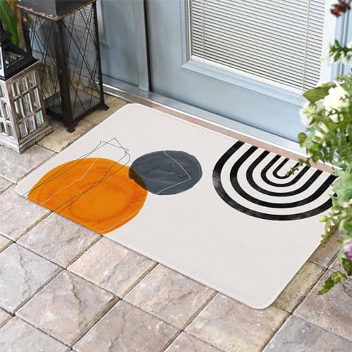 ALAGEO Fußmatte Abstrakte Mitte des Jahrhunderts Willkommensmatte, Boho, modern, geometrisch, Orange, für Innen- und Außenbereich, Eingangsmatte, rutschfeste Gummimatte, 40,6 x 61 cm von ALAGEO