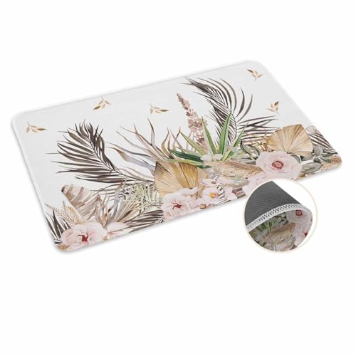 ALAGEO Fußmatte Farne Palmenblätter Willkommensmatte Eingang Bodenmatte Blume Floral Retro Pflanze Tür Mar Indoor Outdoor Eingang Bodenmatte rutschfeste Gummimatte 50,8 x 81,3 cm von ALAGEO