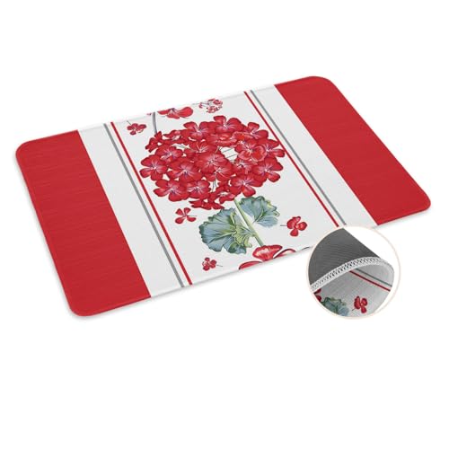ALAGEO Fußmatte Geranium rote Blume Willkommensmatte Eingangsmatte Frühling Sommer Floral Tür Mar Indoor Outdoor Eingang Bodenmatte rutschfeste Gummimatte 40,6 x 61 cm von ALAGEO