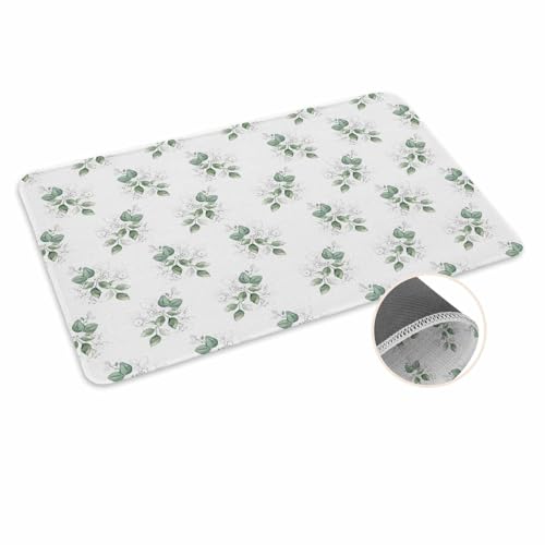 ALAGEO Fußmatte Grünes Blatt Willkommensmatte Eingang Bodenmatte Eukalyptus Pflanze Tür Mar Indoor Outdoor Eingang Bodenmatte rutschfeste Gummimatte 45,7 x 76,2 cm von ALAGEO