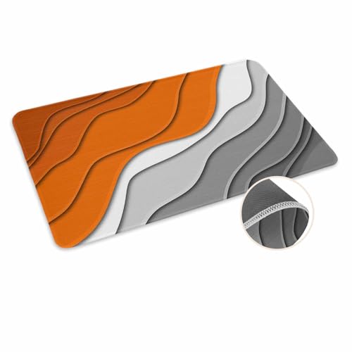ALAGEO Fußmatte Herbst Orange Grau Modern Geometrische Willkommensmatte Eingang Bodenmatte Abstrakte Ombre Tür Mar Indoor Outdoor Eingang Bodenmatte rutschfeste Gummimatte 45,7 x 76,2 cm von ALAGEO