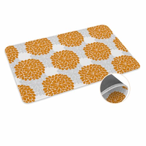 ALAGEO Fußmatte Hortensien Blumen Willkommensmatte Eingangsmatte Orange Grau Floral Tür Mar Indoor Outdoor Eingang Bodenmatte rutschfeste Gummimatte 50,8 x 81,3 cm von ALAGEO