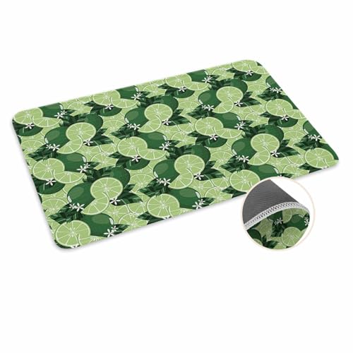 ALAGEO Fußmatte Limettengrün Zitrone Willkommensmatte Eingang Bodenmatte Sommer Obst Pflanze Tür Mar Indoor Outdoor Eingang Bodenmatte rutschfeste Gummimatte 50,8 x 81,3 cm von ALAGEO