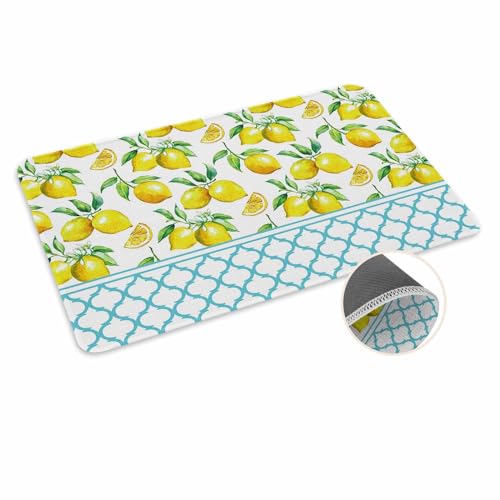 ALAGEO Fußmatte mit Aufschrift "Yellow Lemon Welcome Matte", Marokko-Muster, Sommer-Stil, für Innen- und Außenbereich, rutschfeste Gummimatte, 50,8 x 81,3 cm von ALAGEO