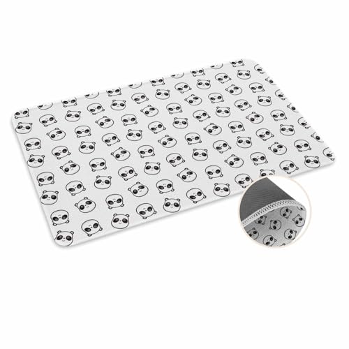 ALAGEO Fußmatte mit lustigem Cartoon-Panda-Motiv, Weiß und Schwarz, Willkommensmatte, Eingangsmatte, für Innen- und Außenbereich, rutschfeste Gummimatte, 45,7 x 76,2 cm von ALAGEO