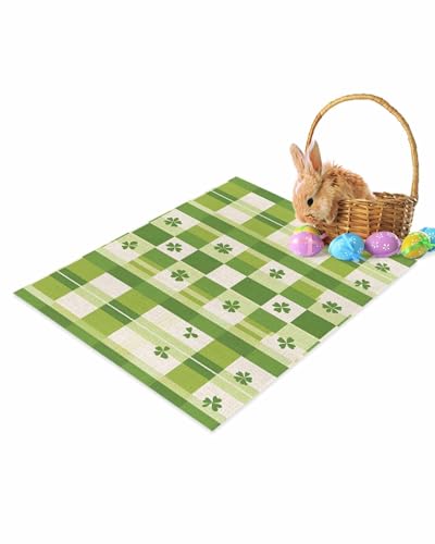 ALAGEO St. Patrick's Day Fußmatte Aquarell Kleeblatt Blume Fußmatte Willkommen Matten Vintage Kunst Frühling Bodenmatte Eingangsteppich für drinnen und draußen Zuhause Badezimmer Dekor 45,7 x 76,2 cm von ALAGEO
