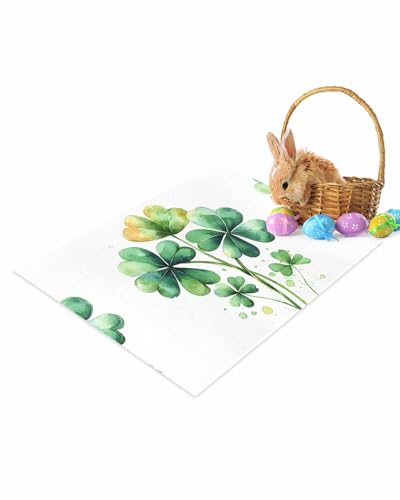 ALAGEO St. Patrick's Day Fußmatte Aquarell Kleeblatt Fußmatte Willkommen Matten Grün Blätter Pflanze Frühling Bodenmatte Eingangsteppich für drinnen und draußen Zuhause Badezimmer Dekor 45,7 x 76,2 cm von ALAGEO