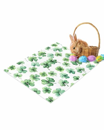 ALAGEO St. Patrick's Day Fußmatte Aquarell Pflanze Fußmatte Willkommen Matten Grün Kleeblatt Frühling Bodenmatte Eingangsteppich für drinnen und draußen Zuhause Badezimmer Dekor 45,7 x 76,2 cm von ALAGEO