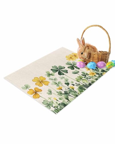 ALAGEO St. Patrick's Day Fußmatte Aquarell Pflanze Fußmatte Willkommensmatten Frühlingspflanze Frühling Bodenmatte Eingangsteppich für drinnen und draußen Zuhause Badezimmer Dekor 50,8 x 80 cm von ALAGEO
