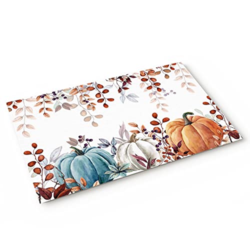 Herbst-Fußmatte, Herbst-Eukalyptusblatt, Fußmatte, Willkommensmatte, Eingangsmatte, Aquarell, Kürbis, Herbst, saisonale Ernte, Erntedankfest, Bodenmatte, für drinnen und draußen, rutschfeste Herbst-Fußmatte, Herbst-Eukalyptusblatt, Fußmatte, Willkommensmatte, Eingangsmatte, Aquarell, Kürbis, Herbst, saisonale Ernte, Erntedankfest, Bodenmatte, für drinnen und draußen, rutschfeste von ALAGEO