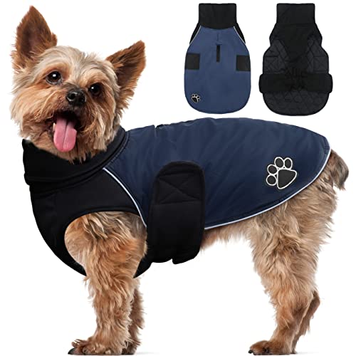 ALAGIRLS Hundemantel Wasserdicht, Hundejacke Winterweste Winddichter Warmer Hunderegenmantel für Mittel Große Hunde mit Sicheren Reflexstreifen Dunkelblau L von ALAGIRLS