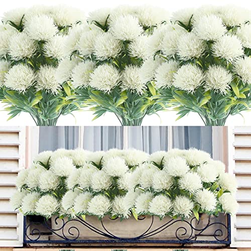 ALAGIRLS Künstliche Blumen Weiß Löwenzahn 6 Stück Kunstpflanzen wie Echt Outdoor Garten Deko Draußen H2302-White von ALAGIRLS