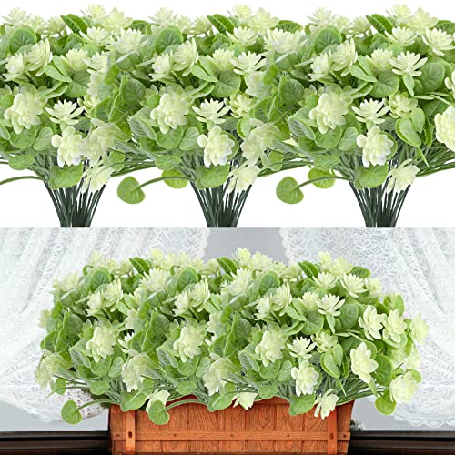 ALAGIRLS Künstliche Blumen wie Echt 6 Stück Weiß Kunstpflanzen wie Echt Outdoor Garten Deko Draußen H2301-White von ALAGIRLS