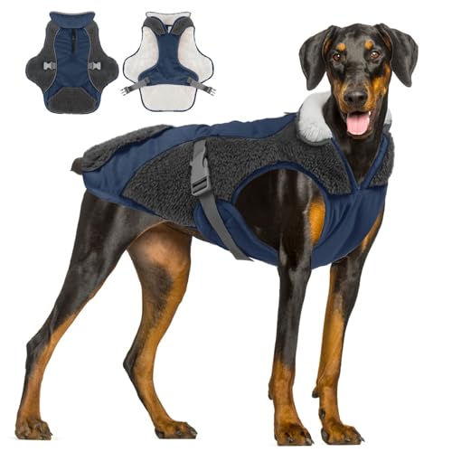 ALAGIRLS Outdoor Hundemantel Hundemantel mit Bauchschutz Hundemantel Kleine Hunde Winter Herbst Warme Hundebekleidung für Große Hund ALADC1105-Navy-XXXL von ALAGIRLS