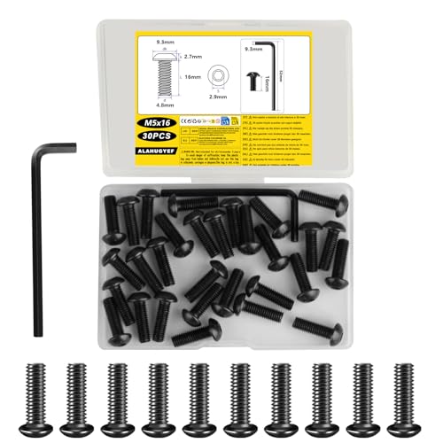 M5-Schrauben-Set, M5 x 16 mm, Innensechskantschrauben, Inbus-Maschinenschrauben, schwarzes Innensechskantschrauben-Set mit Vollgewinde für industrielle Innen- und Außenbereich, mit M3 M5-Schrauben-Set, M5 x 16 mm, Innensechskantschrauben, Inbus-Maschinenschrauben, schwarzes Innensechskantschrauben-Set mit Vollgewinde für industrielle Innen- und Außenbereich, mit M3 von ALAHUGYEF