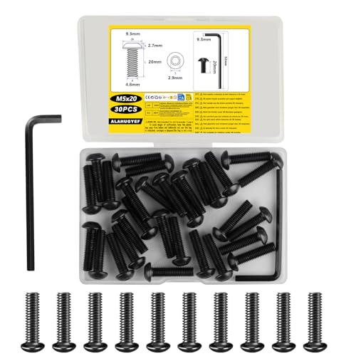 M5-Schrauben-Set, M5 x 20 mm, Innensechskantschrauben, Inbus-Maschinenschrauben, schwarzes Innensechskantschrauben-Set mit Vollgewinde für industrielle Innen- und Außenbereich, mit M3 M5-Schrauben-Set, M5 x 20 mm, Innensechskantschrauben, Inbus-Maschinenschrauben, schwarzes Innensechskantschrauben-Set mit Vollgewinde für industrielle Innen- und Außenbereich, mit M3 von ALAHUGYEF