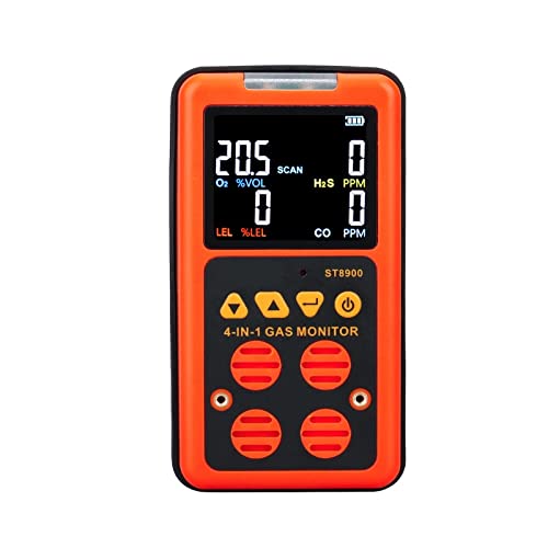 Vorkalibriert, extrem Lange Standby-Zeit Multi-Gasmonitor Handgasdetektor Sauerstoff O2 Hydrothion H2S Kohlenmonoxid CO Brennbares Gas 4 in 1 Gasanalysator Mit industrietauglichem Sensor (Color : ST8 von ALAIAS