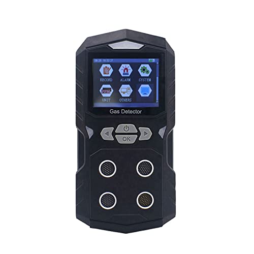 Vorkalibriert, extrem Lange Standby-Zeit O2 H2S CO EX 4-in-1-Farbdisplay Handlicher Multi-Gas-Lecksucher Mit industrietauglichem Sensor (Color : Black (no Pump), Size : X) von ALAIAS