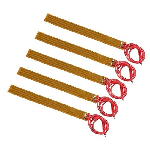 ALAMCN 5 Stück Heizfolie Heizplatte 12V 12W Polyimid Heizfolie Klebstoff Selbstklebende PI Heizelemente Folie für Elektrische Heizung Gerät Heizplatte, 10 x 93mm von ALAMSCN