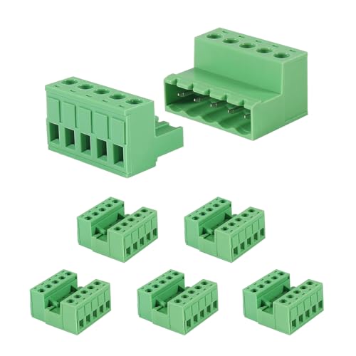 ALAMSCN 5 Sets 5 Pin Steckbare Klemmen 5.08mm Teilung PCB Mount Screw Klemmenblock PCB Schraubklemme 2 Pin 3 Pin 4 Pin Steckdosen-Panel-Montage zum Selbermachen von ALAMSCN