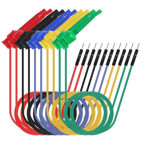 ALAMSCN 10 Stück Testhaken Clips zu Breadboard Männliche Jumper Drähte Testhaken Testkabel für Elektrische Prüfung, 5 Farben von ALAMSCN