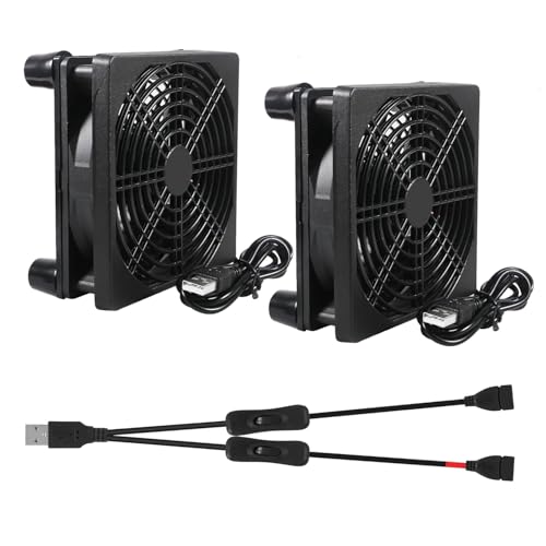ALAMSCN 2 Stück 120mm USB Lüfter 12V PC Lüfter Gehäuselüfter USB PC Ventilator mit EIN/Aus-Schalter Kompatibel mit Router, TV Box, Chassis, Verstärker von ALAMSCN