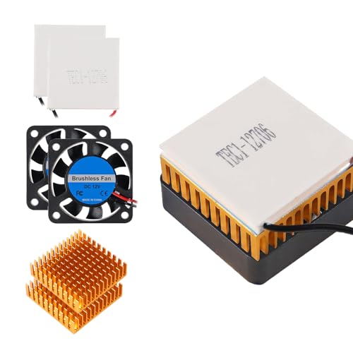 ALAMSCN 2 Stück TEC1-12706 Thermoelektrischer Peltier Kühlkörper Modul 12V 60W + 4010 Bürstenloser Lüfter 12V + 2 Stück Kühlkörper Aluminium Heatsink 40x40x11mm von ALAMSCN