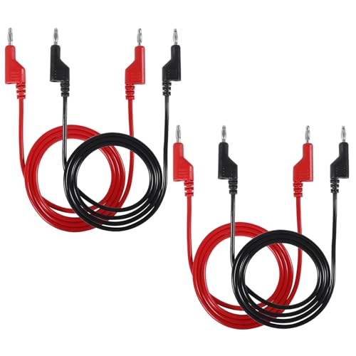 ALAMSCN 4 Stück Multimeter Messleitungen 4mm Bananenstecker Kabel Bananenstecker-Prüfkabel für Strommessgeräte Multimeter Spannungsprüfer, 3,3ft/1m Rot und Schwarz von ALAMSCN